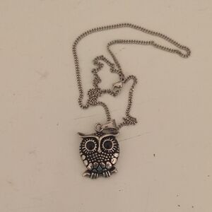 Silver Owl Pendant Necklace